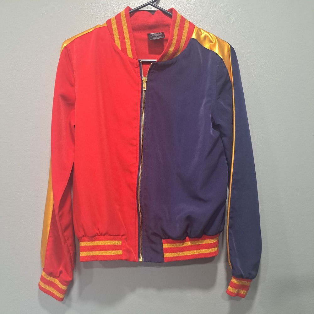 Suicide Squad Harley Quinn Property of Joker Bomber Jacket‎ Red Blue Gold Small